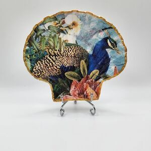 Peacock on a Scalloped shell